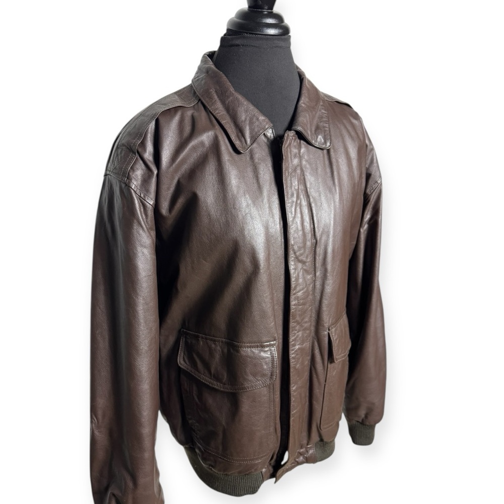 Vtg Context Leather Bomber Jacket - image 3